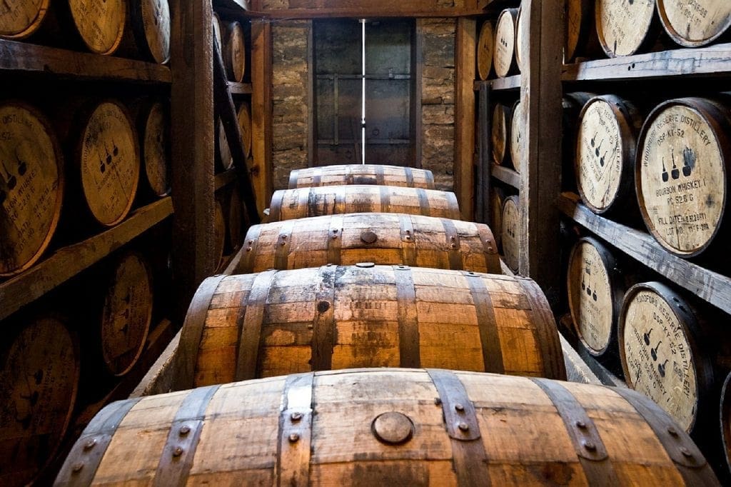 whiskey distillery barrels