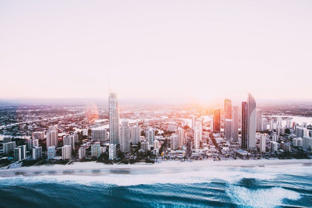 Surfers Paradise Skyline at sunset, Gold Coast