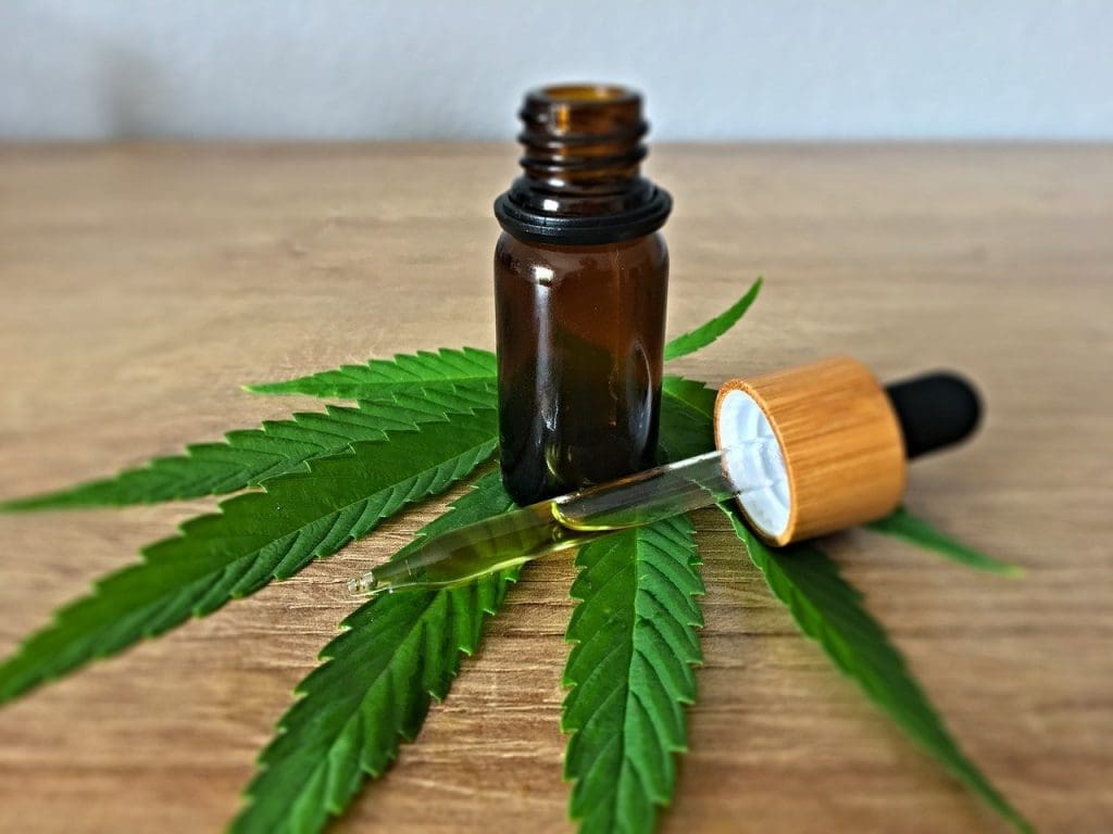 Marijuana leaf and oil