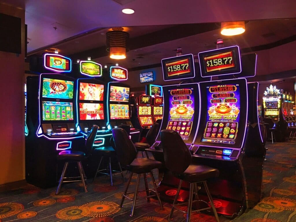 Some slot machines in a casino